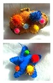 Colorful cloud and star-shaped felt ornaments.