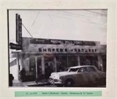 Black and white photo of Shafer's Hardware in Eureka, circa 1950.