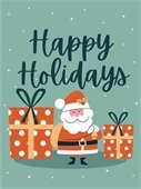 Happy Holidays! Santa with gifts.