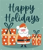 Happy Holidays! Santa with gifts.