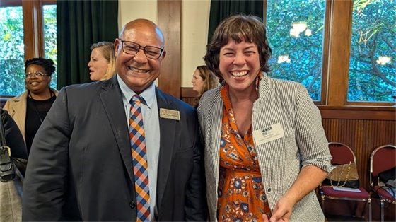 College of the Redwoods President Dr. Keith Flamer and Supervisor Arroyo sharing a moment at the Redwood Region RISE dinner convening.