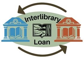 Interlibrary Loan, 2 libraries with arrows pointing toward each other