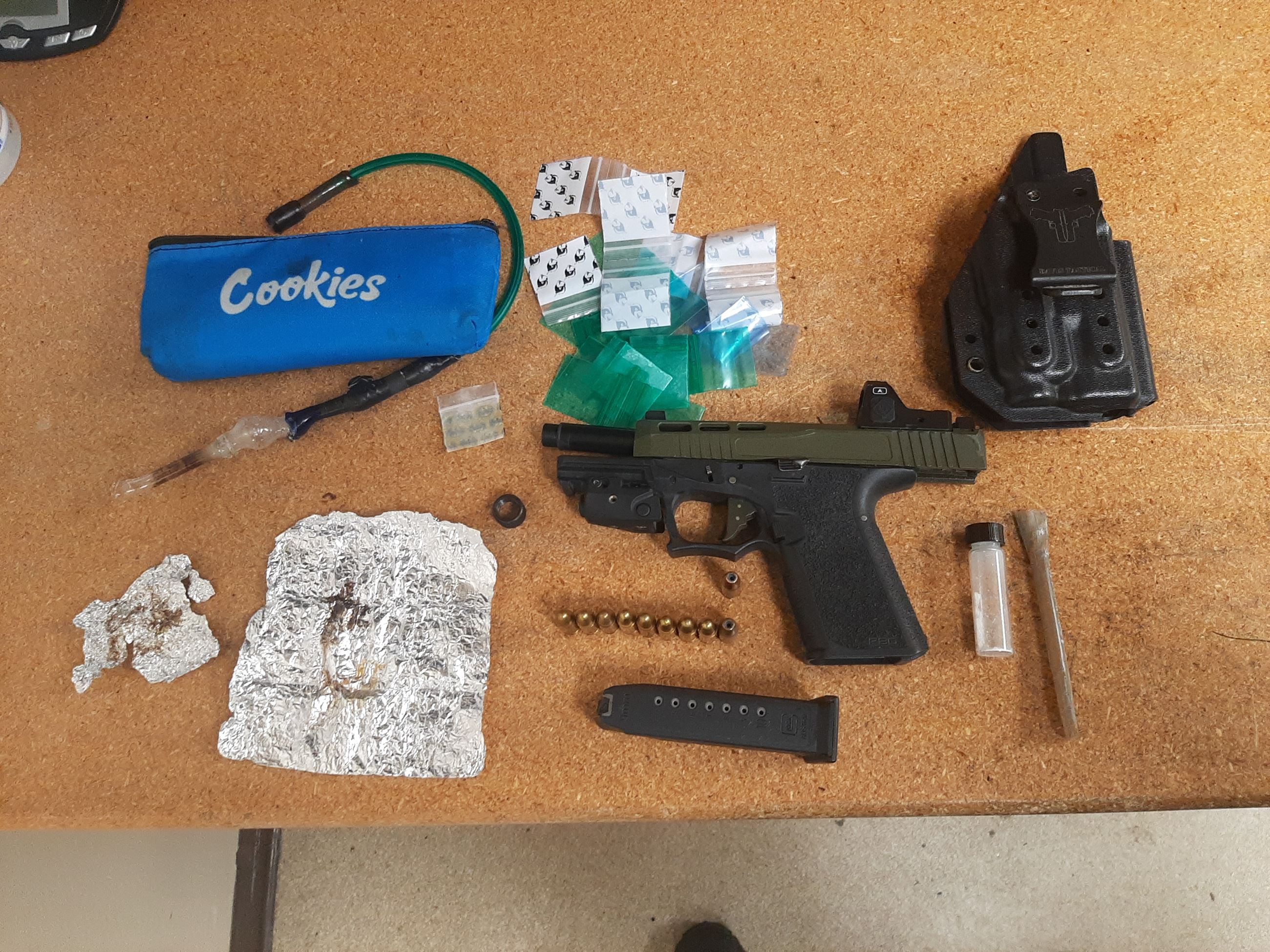 Firearm, drugs, and paraphernalia collected as evidence (Case #202404964)