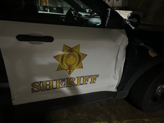 Picture of the damaged patrol vehicle