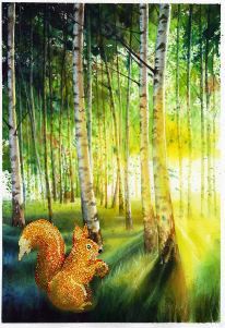 A bright-eyed squirrel in a sunlit forest, just one story in a world of stories.