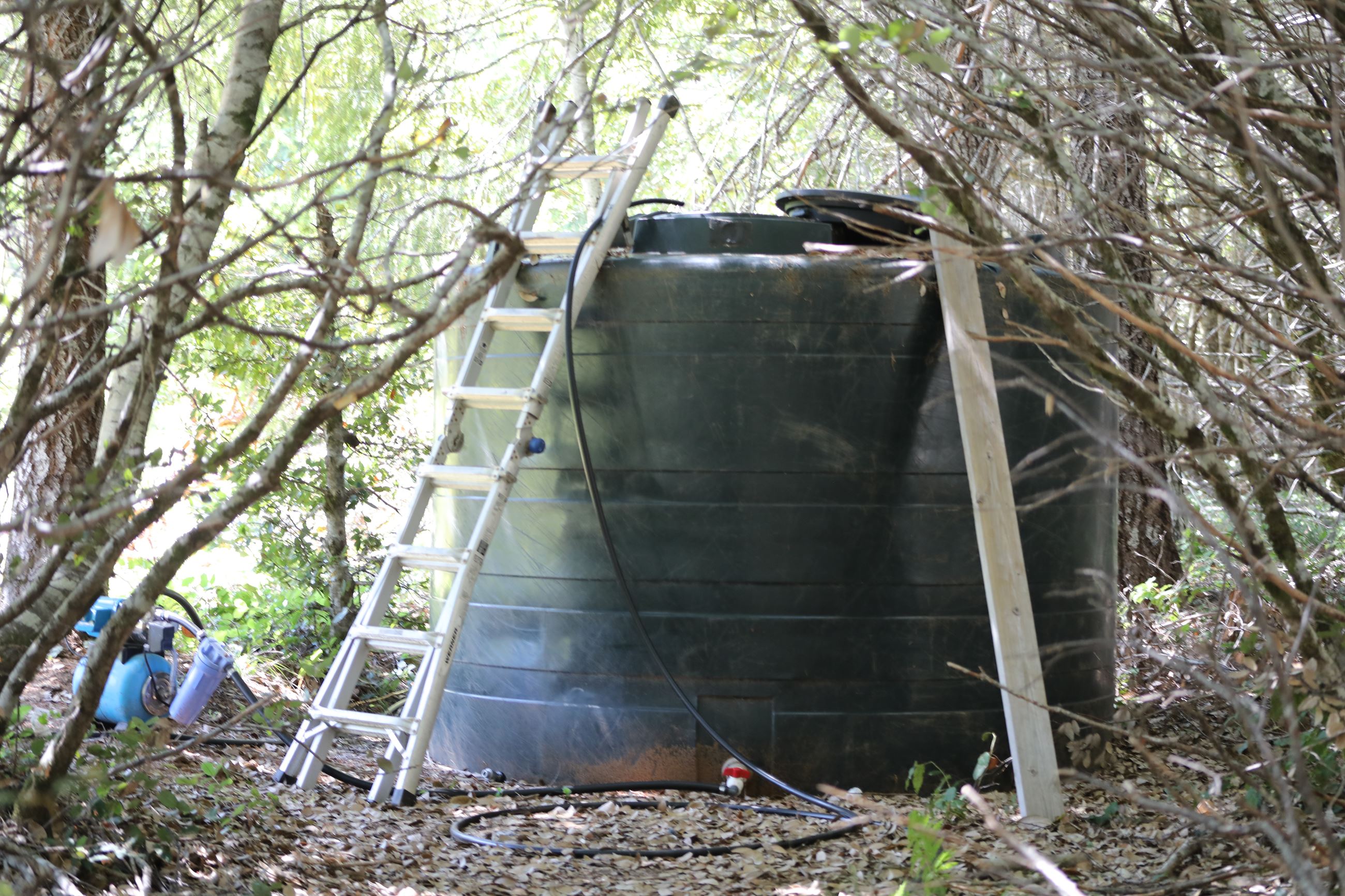 A water container and fuel-powered pump